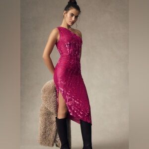 Hutch Monty one shoulder pink dress size L